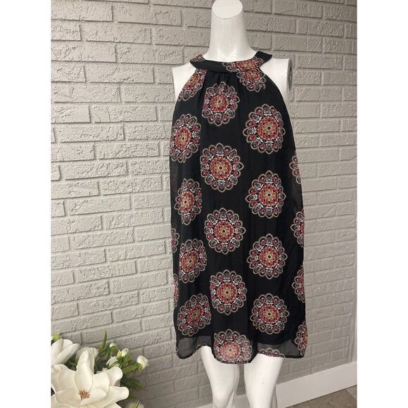 Crystal Sky Black & Red Halter Dress Size S - Picture 1 of 9